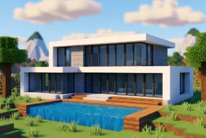 Cómo hacer una casa moderna con piscina en Minecraft